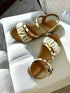 White Studded Casual Dress Comfort Wedges - cunei